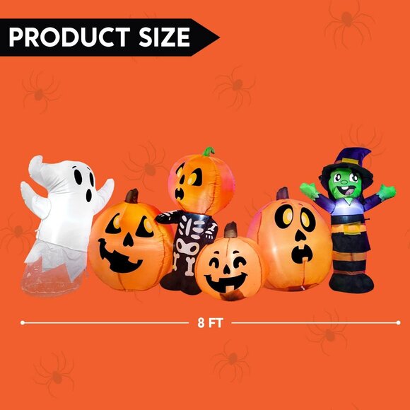 Joiedomi 8 ft Long Halloween Inflatable Three Characters and Pumpkin Patch - Picture 5 of 8